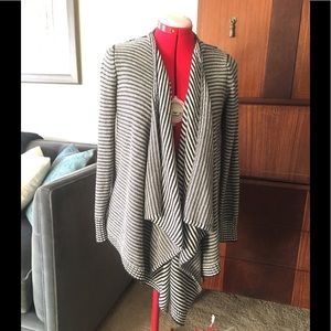 Black and White Drape Front Cardigan